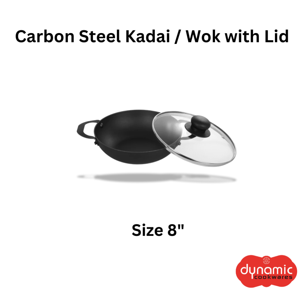 dynamic cookware carbon steel carbon steel kadai wok with lid 5a19bc18