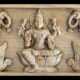 Gajalakshmi wood carving wall panel India