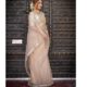 Beige Viscose Organza Saree with Hand-Embroidered Lace