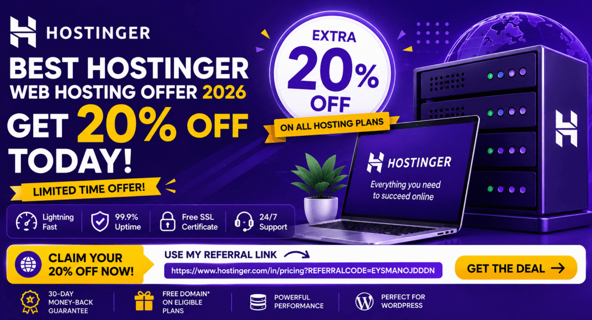 Best Hostinger Web Hosting Offer 2026 Get 20% Off Today