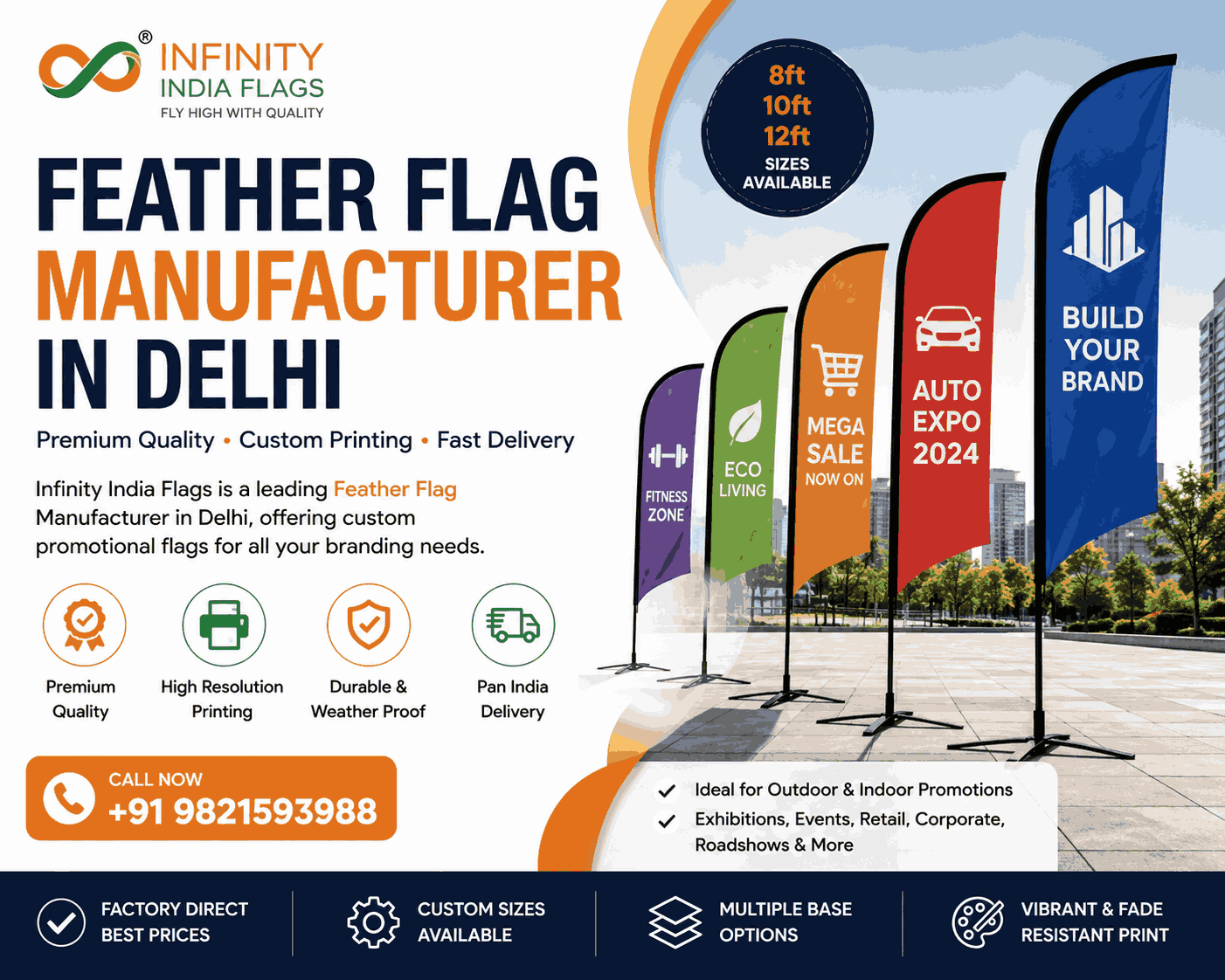 Feather Flag Manufacturer in Delhi – Factory Direct Prices