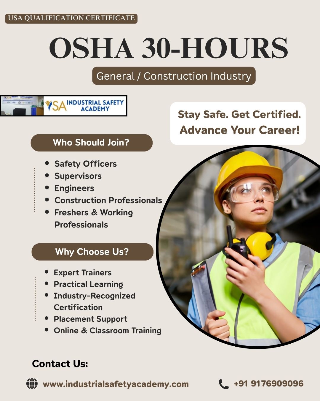 Advance diploma in industrial safety in chennai , Safety courses in chennai