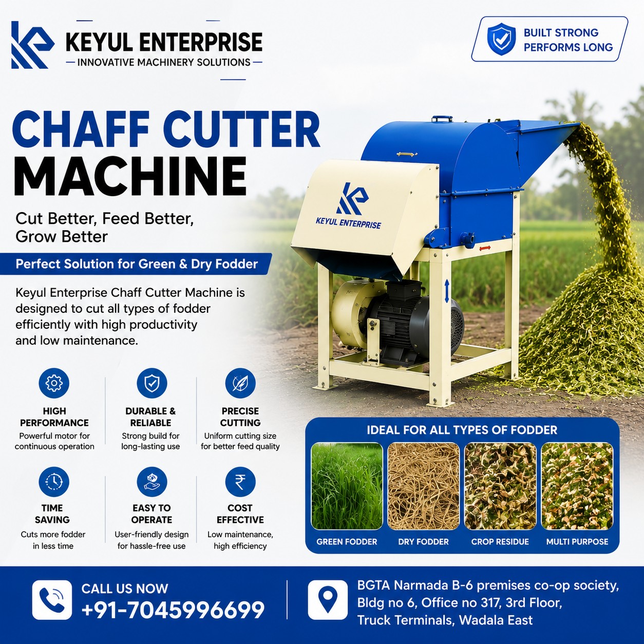 Chaff Cutter Machine – Keyul Enterprise | Green & Dry Fodder Cutting Machine