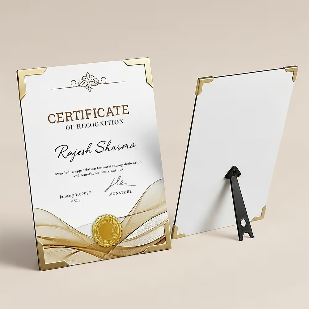 Frameless Certificate Frame