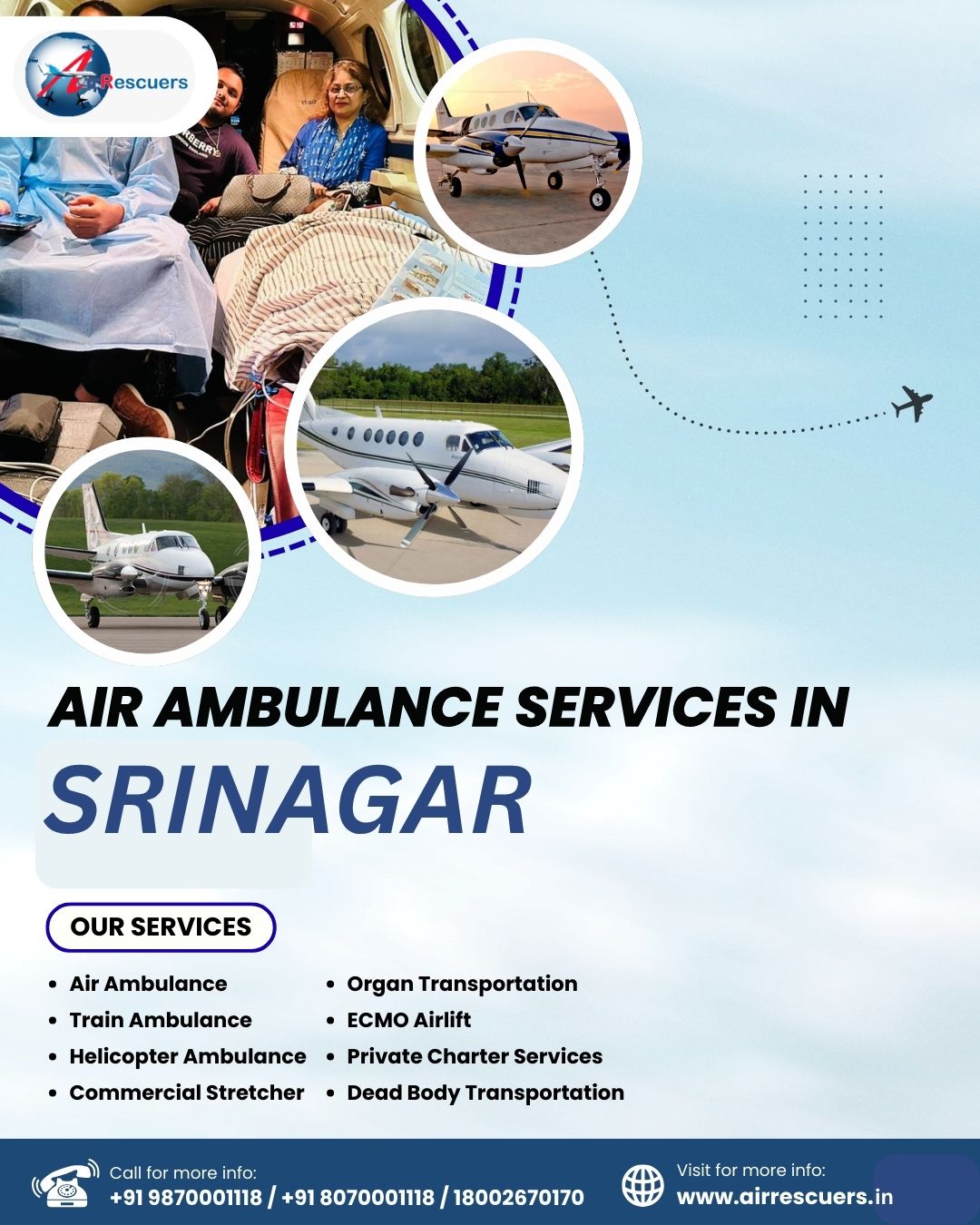 Medical Air Transport from Srinagar for Specialized Treatment