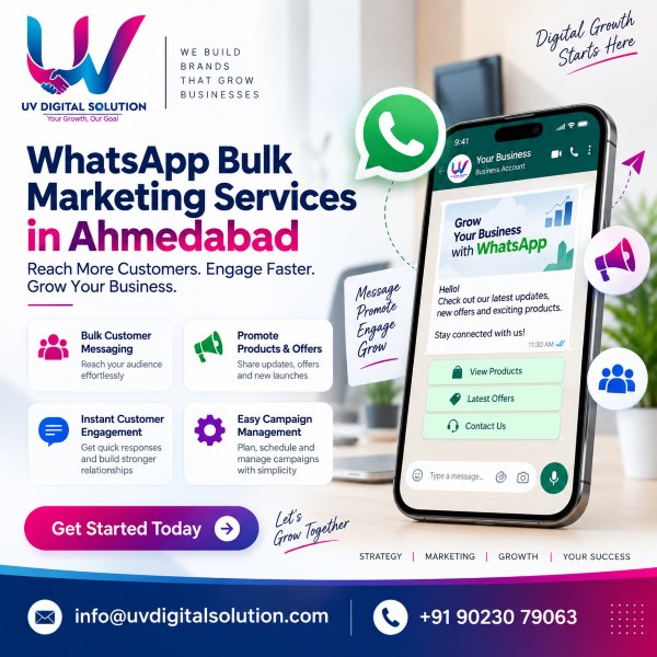 WhatsApp Bulk Marketing Services in Ahmedabad | UV Digital