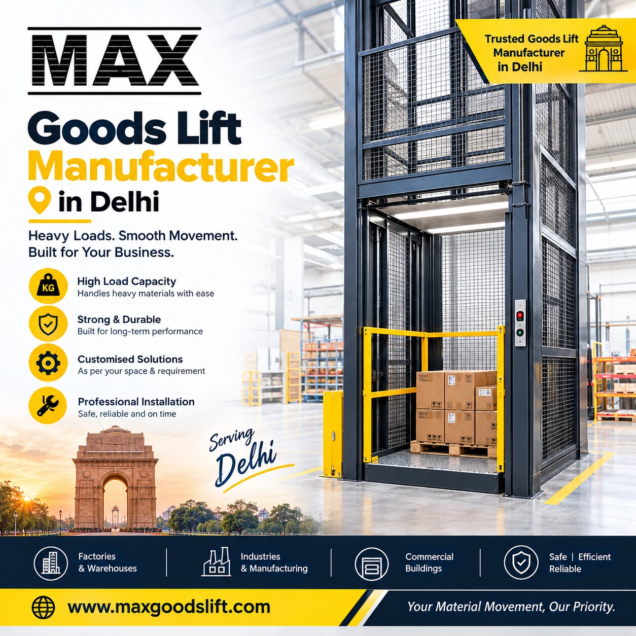 Goods Lift for Modern Industrial Infrastructure in Delhi